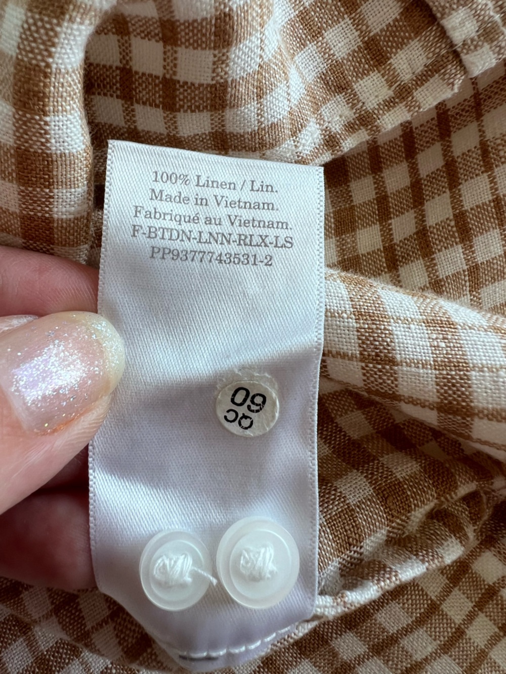 Everlane EUC Women’s Beige Gingham Button-Down Plaid Long Sleeve Shirt Size: 00 - Picture 13 of 13